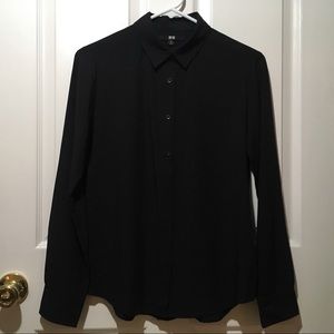 Uniqlo Black Button Down Blouse